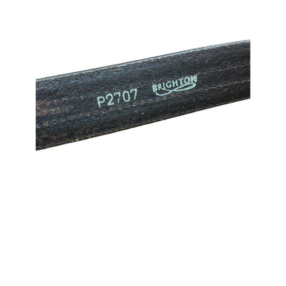 Brighton Brown Leather Nylon Inlay Braided Classic Gold Buckle Belt Size 42 - Picture 4 of 8